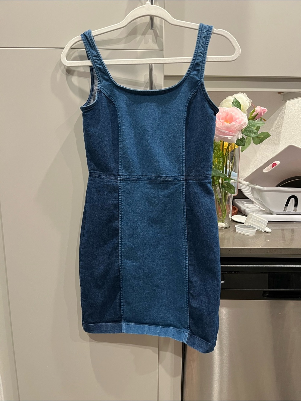 Derek Heart Paneled Denim Mini Dress